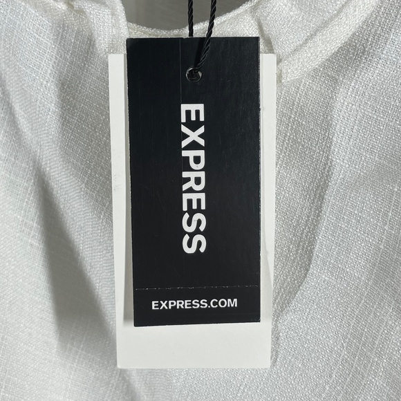 NEW Express Ladygang Dress Womens 10 white ruffle sheath preppy classic - Picture 5 of 10